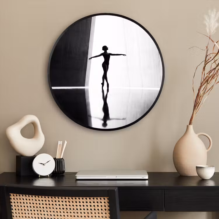 Ronde fotolijst - Danser - Silhouette - Kunst - Modern - Zwart-wit — 2