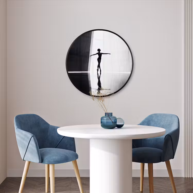 Ronde fotolijst - Danser - Silhouette - Kunst - Modern - Zwart-wit — 3
