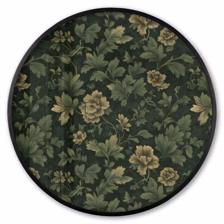 Ronde fotolijst - Donker - Groen - Goud - Botanisch — 1