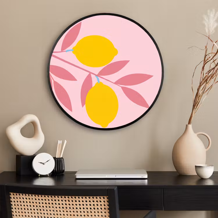 Ronde fotolijst - Fruit - Tak - Natuur - Abstract - Roze — 2