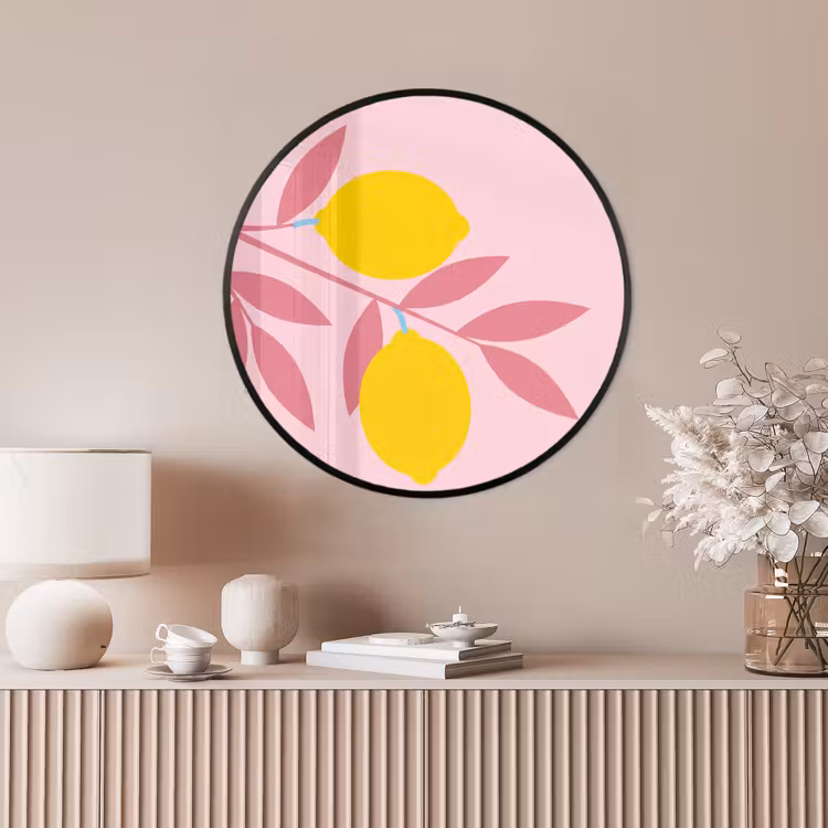 Ronde fotolijst - Fruit - Tak - Natuur - Abstract - Roze — 4