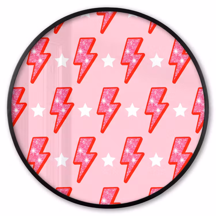 Ronde fotolijst - Patroon - Bliksem - Ster - Glitter - Roze — 1