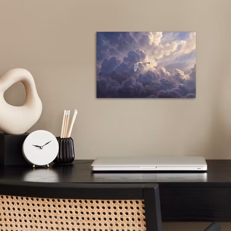 Poster - Vogel - Vliegend - Natuur - Wit - Wolken — 2