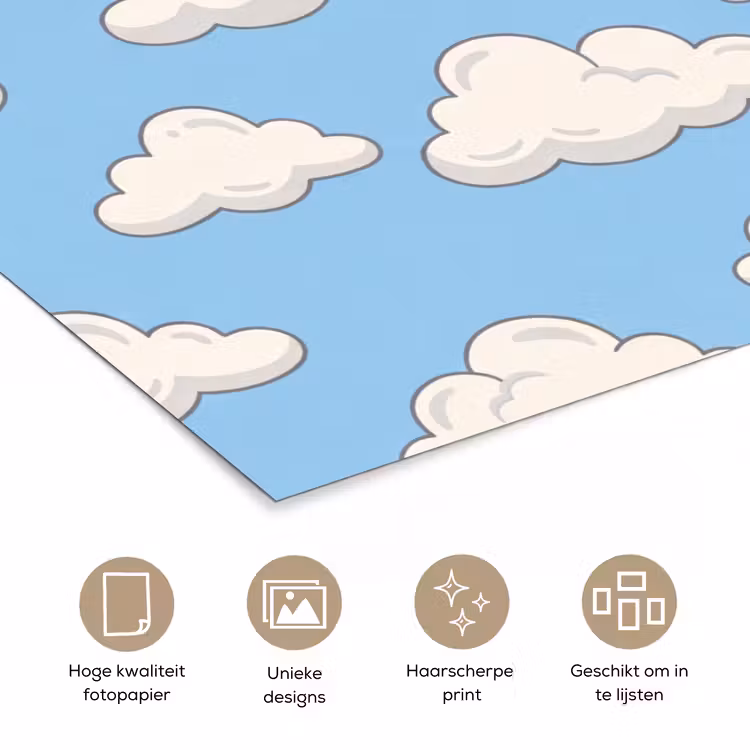 Poster - Wolk - Cartoon - Lucht - Blauw - Wit — 5