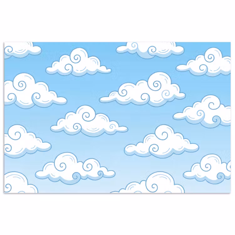 Poster - Wolk - Lucht - Cartoon - Blauw - Wit — 1