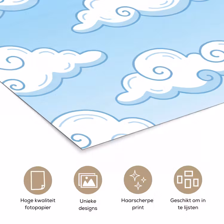 Poster - Wolk - Lucht - Cartoon - Blauw - Wit — 5