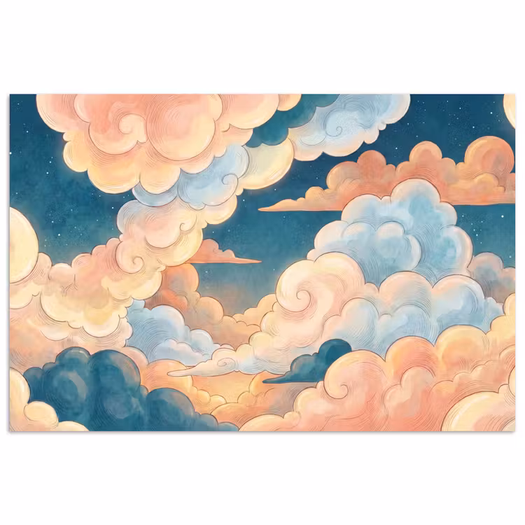 Poster - Wolk - Lucht - Natuur - Illustratief - Oranje — 1