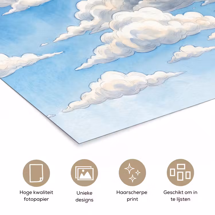 Poster - Wolken - Blauwe lucht - Natuur - Modern - Wit — 5
