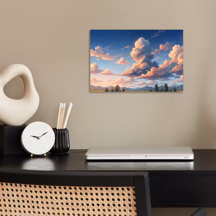 Poster - Wolken - Daghemel - Natuur - Illustratie - Oranje — 2