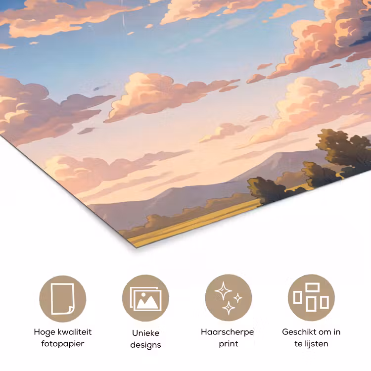 Poster - Wolken - Daghemel - Natuur - Illustratie - Oranje — 5