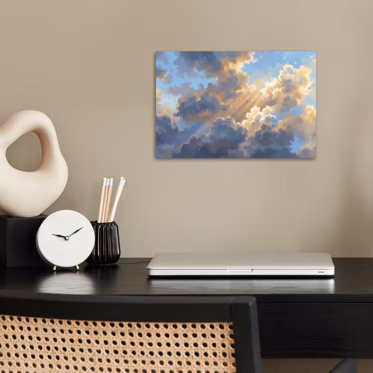 Poster - Wolken - Zonnestralen - Natuur - Abstract - Blauw — 2