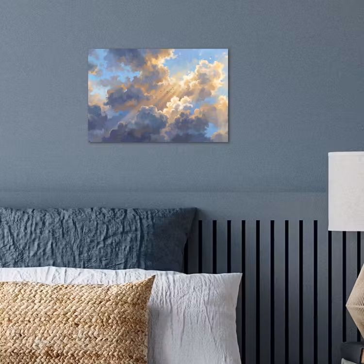 Poster - Wolken - Zonnestralen - Natuur - Abstract - Blauw — 3