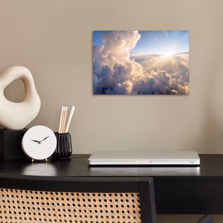 Poster - Wolken - Zonnestralen - Natuur - Wit — 2