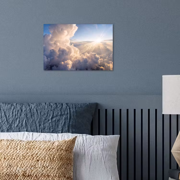Poster - Wolken - Zonnestralen - Natuur - Wit — 3