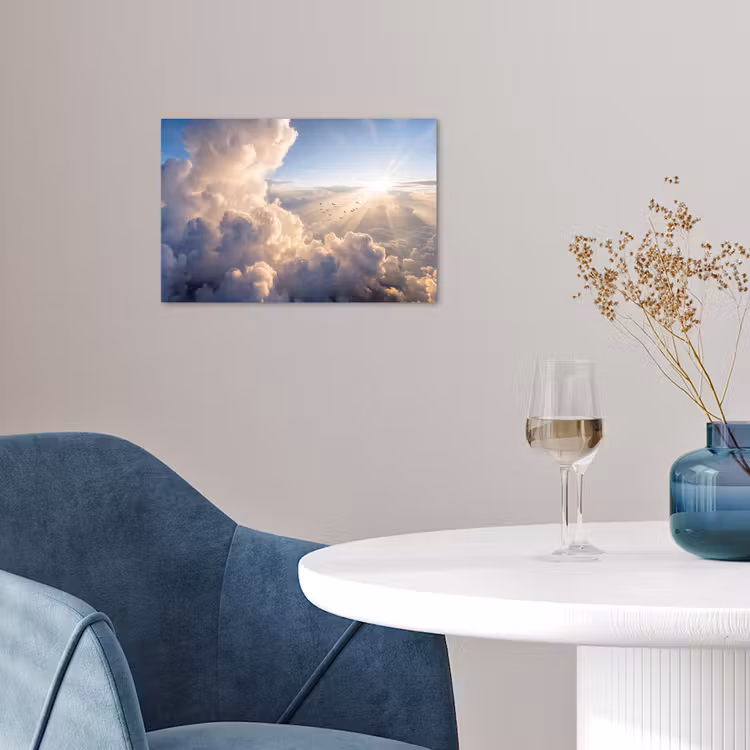 Poster - Wolken - Zonnestralen - Natuur - Wit — 4