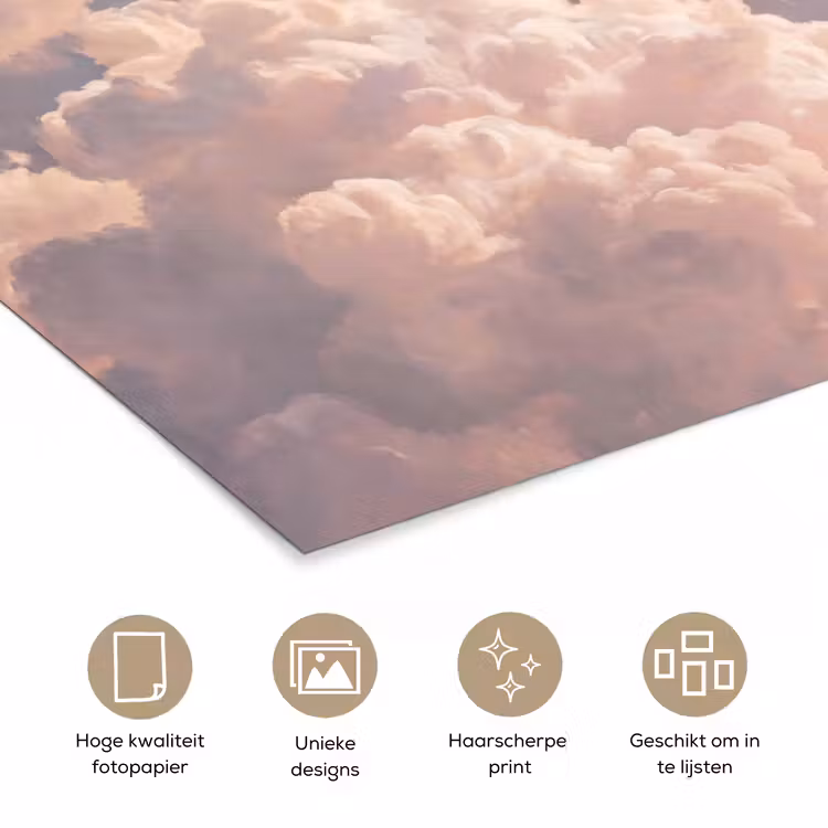 Poster - Wolken - Zonsondergang - Natuur - Pastel - Roze — 5