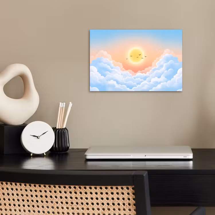 Poster - Zon - Vogels - Lucht - Natuur - Geel — 2