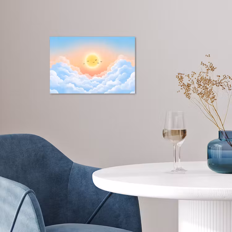 Poster - Zon - Vogels - Lucht - Natuur - Geel — 4