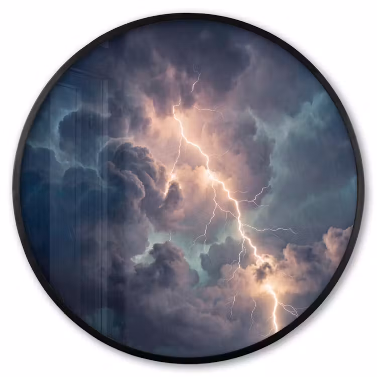 Ronde fotolijst - Bliksem - Storm - Natuur - Donker — 1