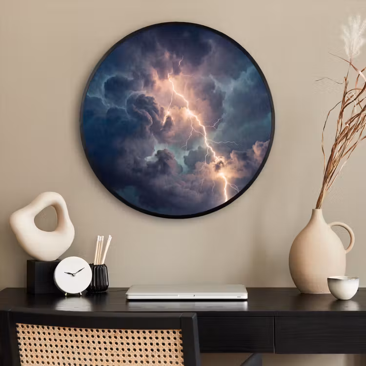 Ronde fotolijst - Bliksem - Storm - Natuur - Donker — 2