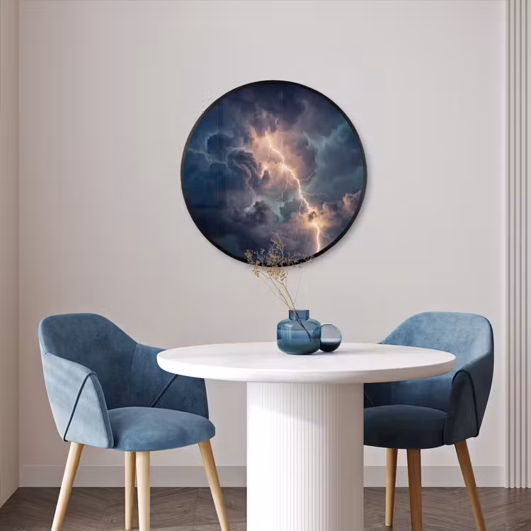 Ronde fotolijst - Bliksem - Storm - Natuur - Donker — 3