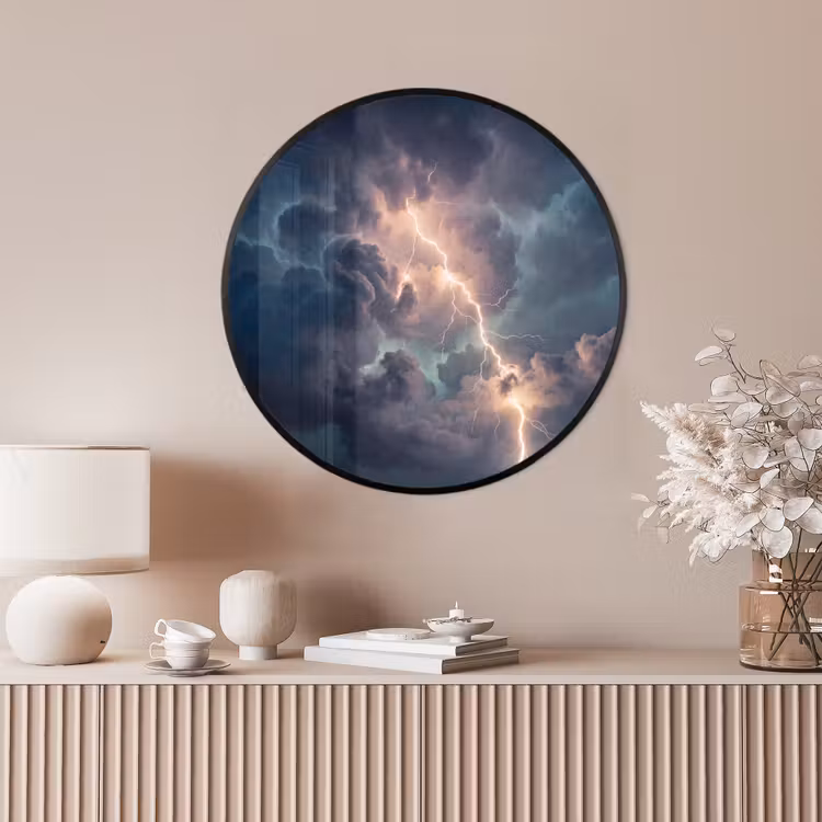 Ronde fotolijst - Bliksem - Storm - Natuur - Donker — 4