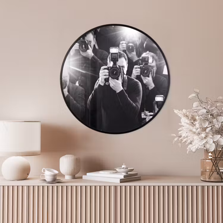 Ronde fotolijst - Mensen - Camera - Flitslicht - Zwart-wit - Media — 4