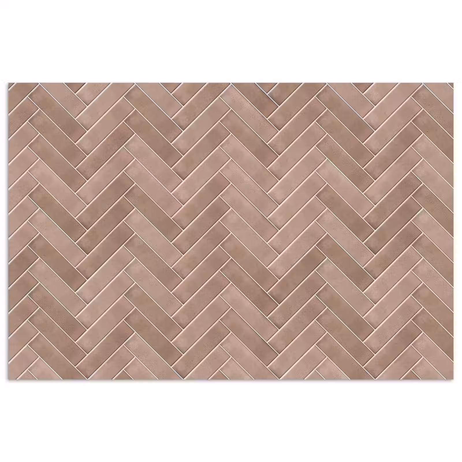 Poster - Visgraat - Wandtegel - Oudroze - Terracotta — 1