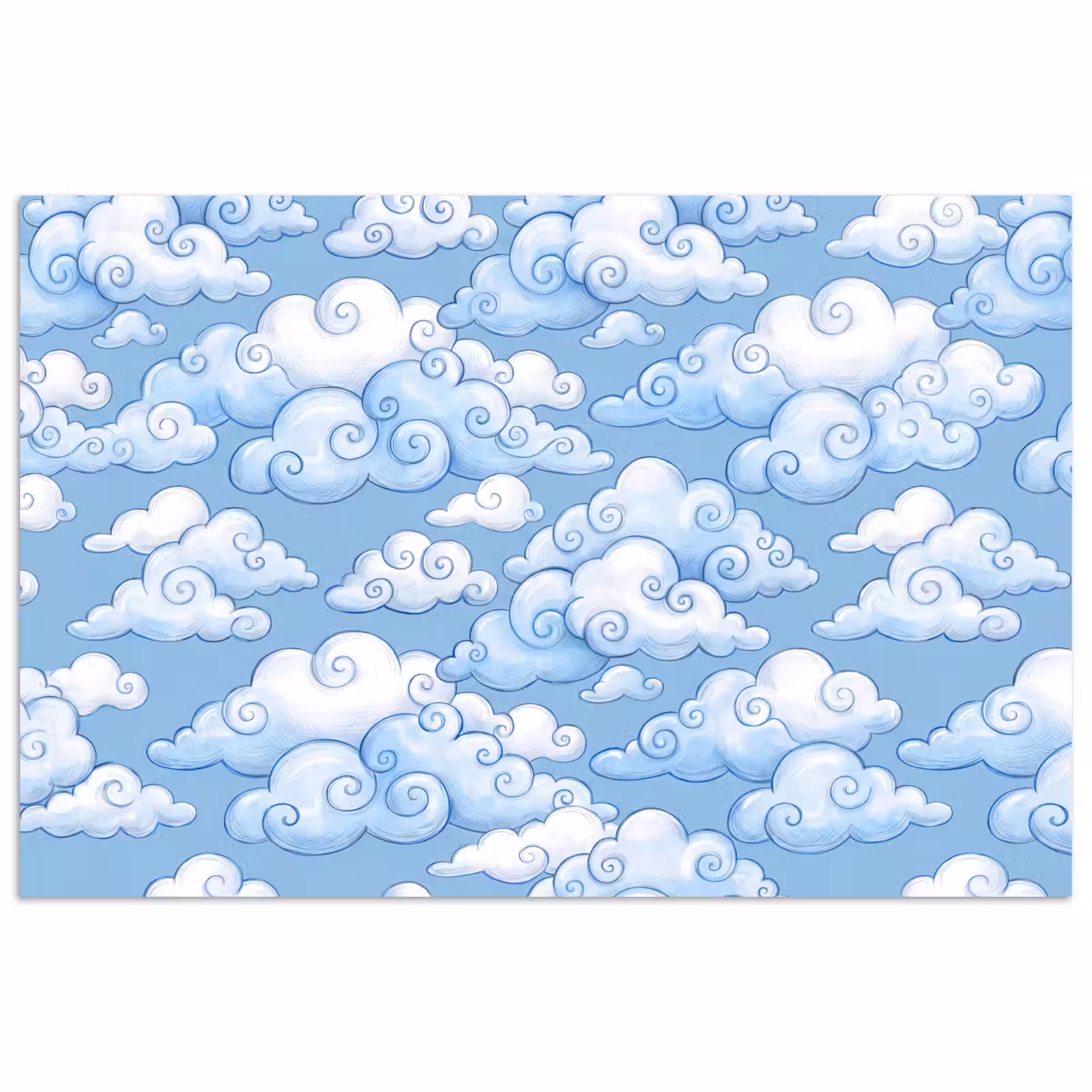Poster - Wolken - Patroon - Hemel - Illustratie - Wit — 1