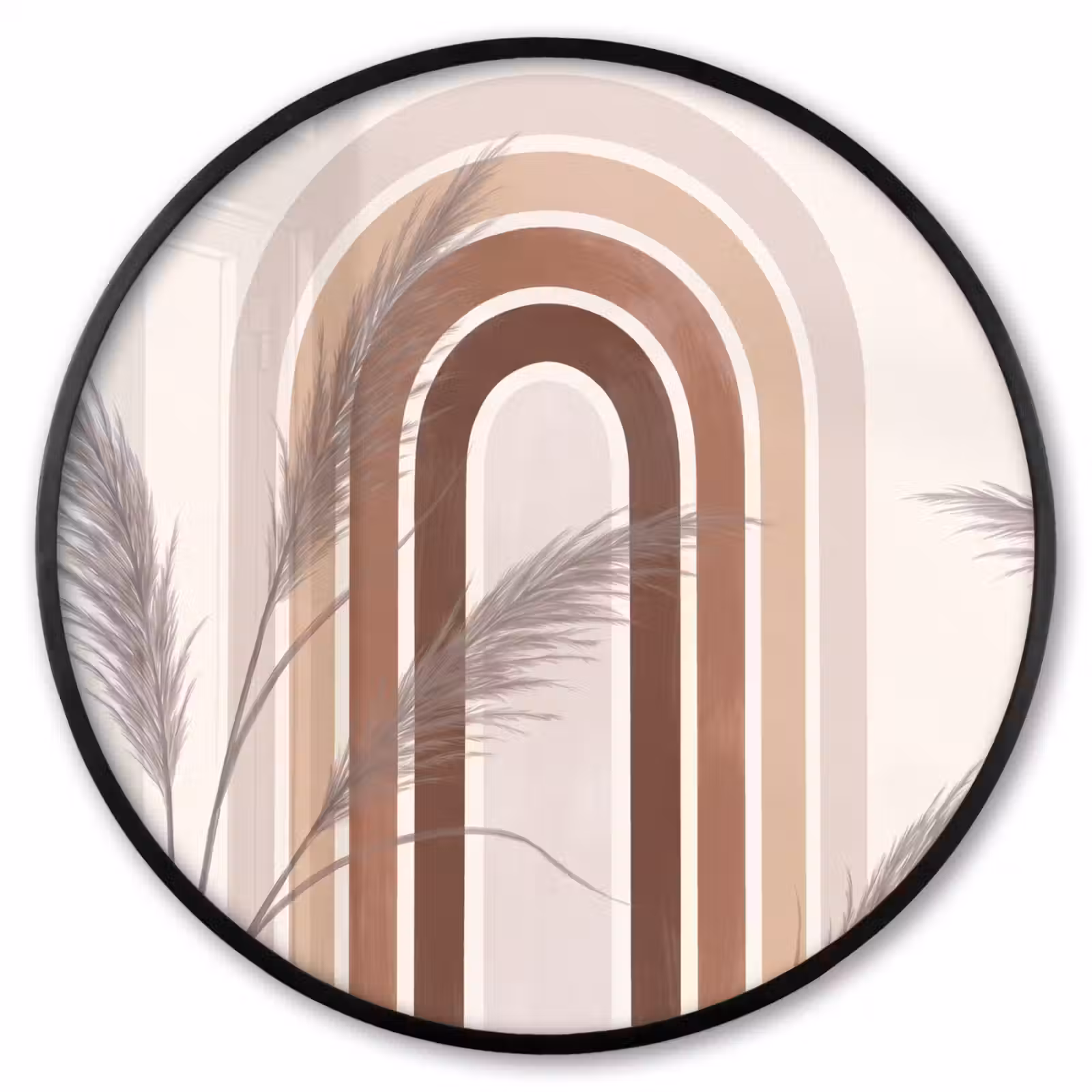 Ronde fotolijst - Abstract - Bogen - Plant - Boho - Beige — 1
