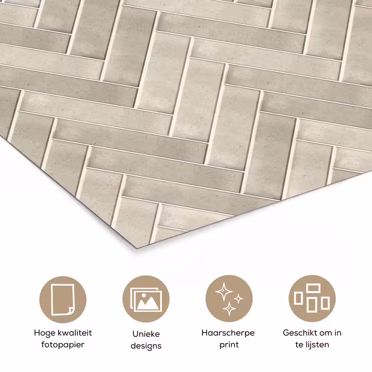Poster - Visgraat - Wandtegel - Beige — 5