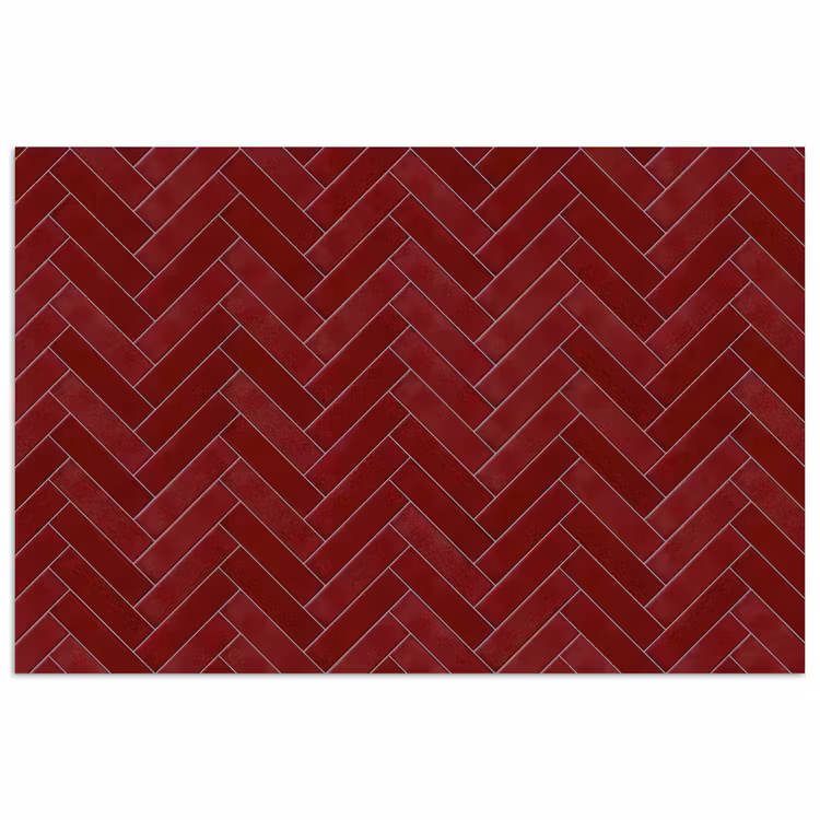 Poster - Visgraat - Wandtegel - Bordeaux - Rood — 1