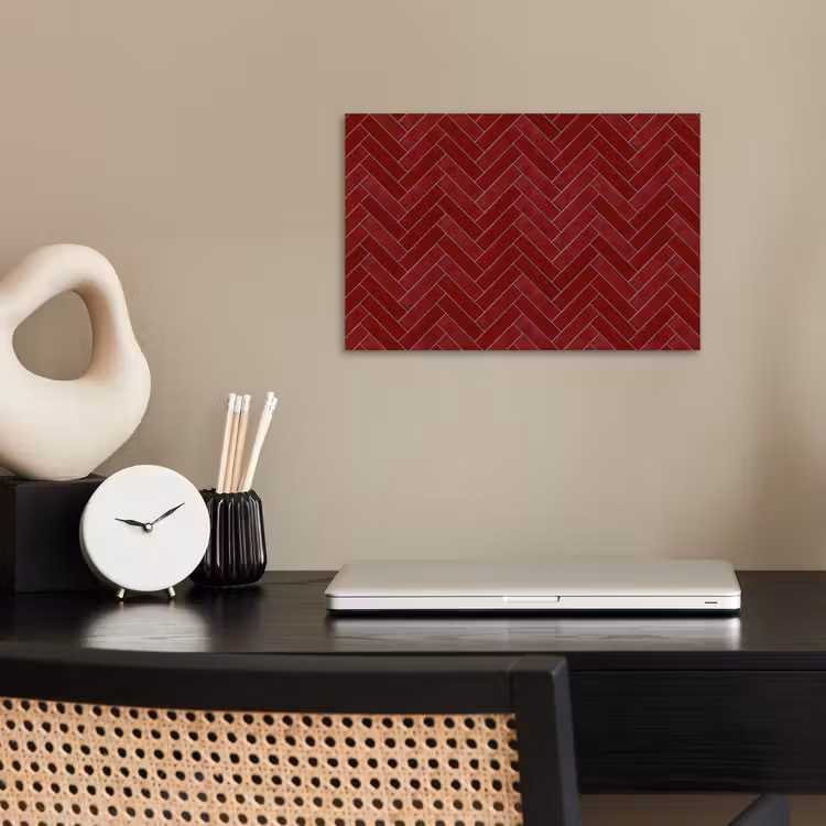 Poster - Visgraat - Wandtegel - Bordeaux - Rood — 2