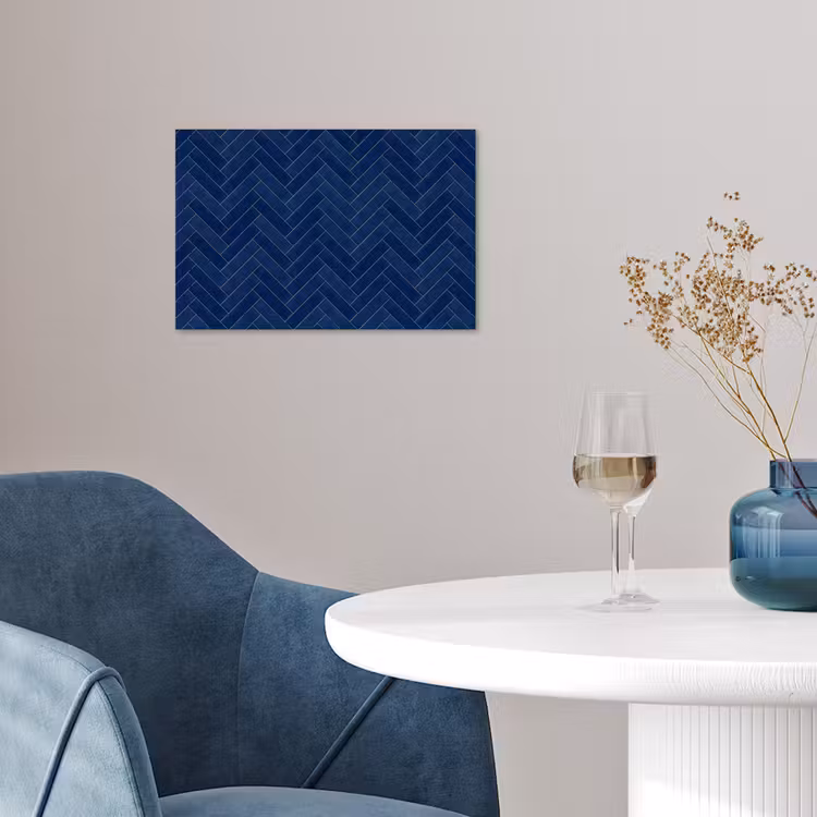 Poster - Visgraat - Wandtegel - Donkerblauw - Navy Blue — 4