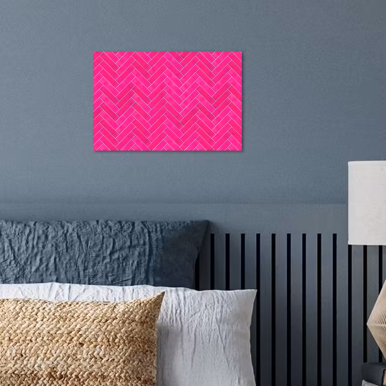 Poster - Visgraat - Wandtegel - Fuchsia - Roze — 3