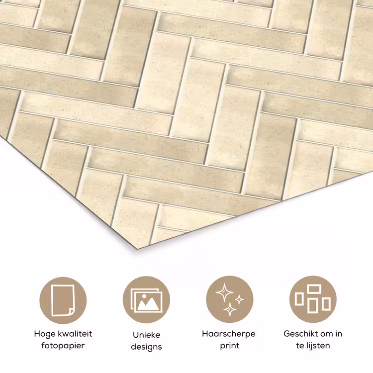 Poster - Visgraat - Wandtegel - Licht Beige — 5
