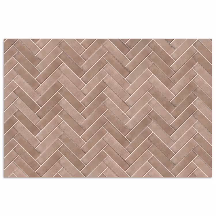 Poster - Visgraat - Wandtegel - Oudroze - Terracotta — 1