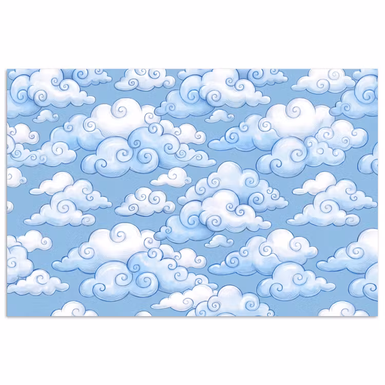 Poster - Wolken - Patroon - Hemel - Illustratie - Wit — 1