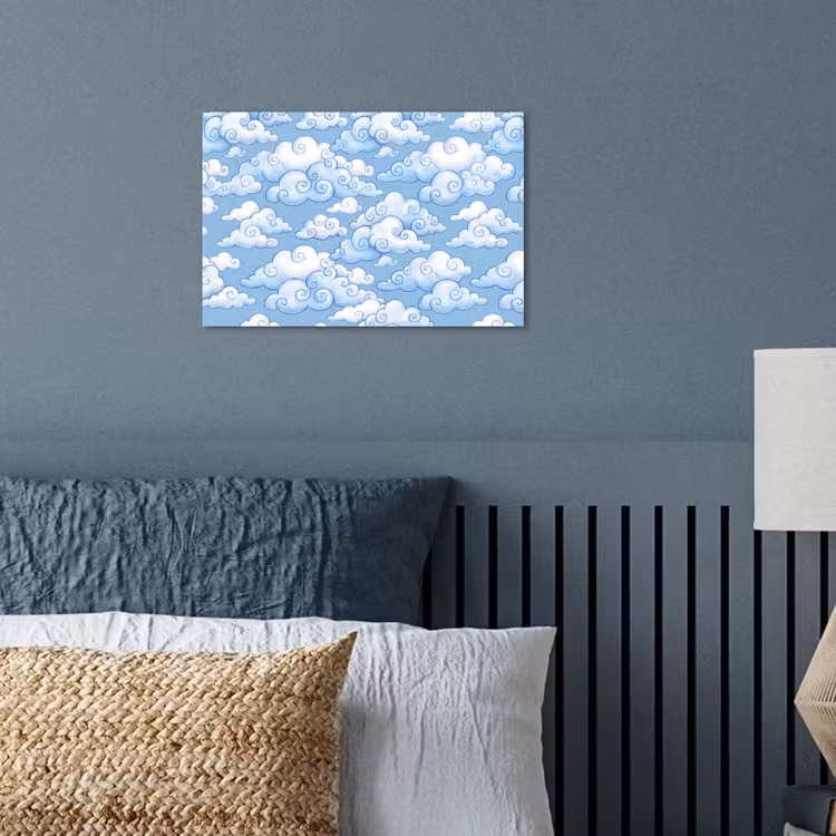 Poster - Wolken - Patroon - Hemel - Illustratie - Wit — 3