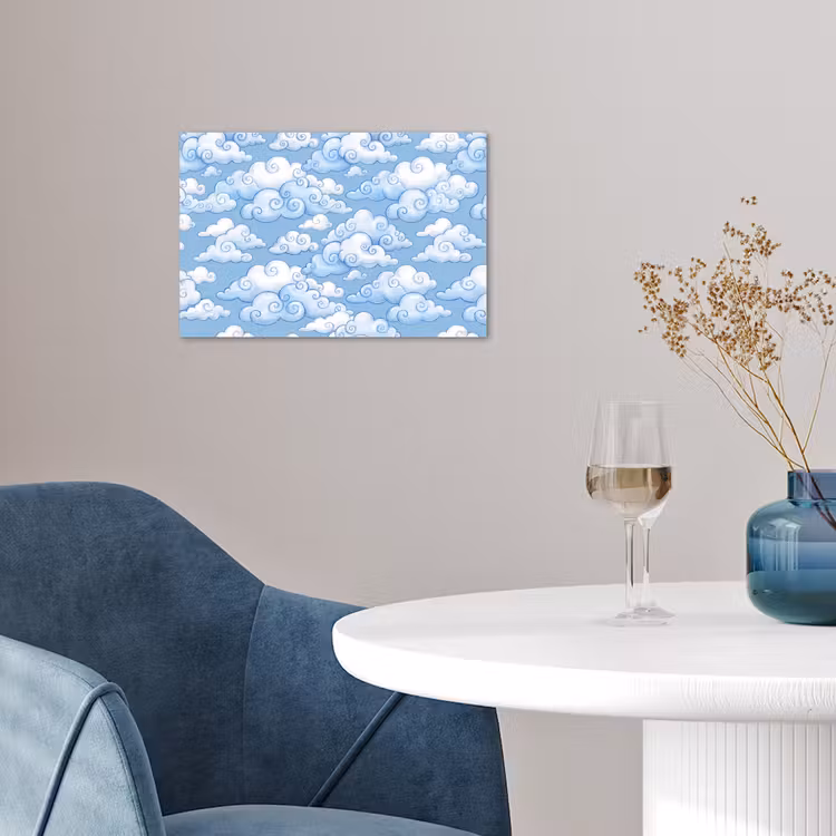 Poster - Wolken - Patroon - Hemel - Illustratie - Wit — 4