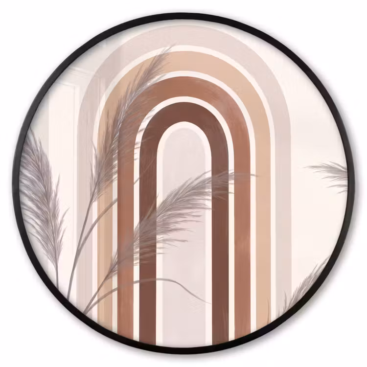 Ronde fotolijst - Abstract - Bogen - Plant - Boho - Beige — 1