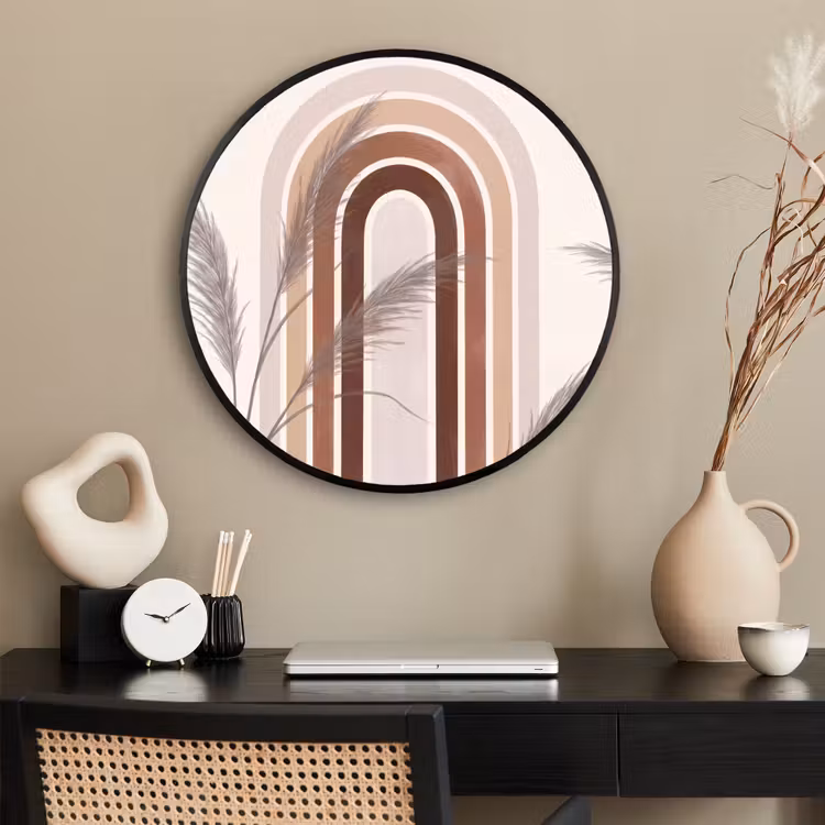 Ronde fotolijst - Abstract - Bogen - Plant - Boho - Beige — 2