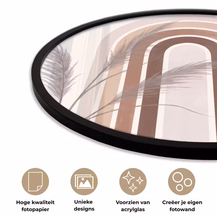 Ronde fotolijst - Abstract - Bogen - Plant - Boho - Beige — 5