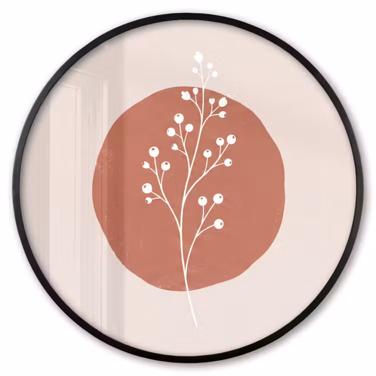 Ronde fotolijst - Plant - Tak - Abstract - Modern - Wit — 1