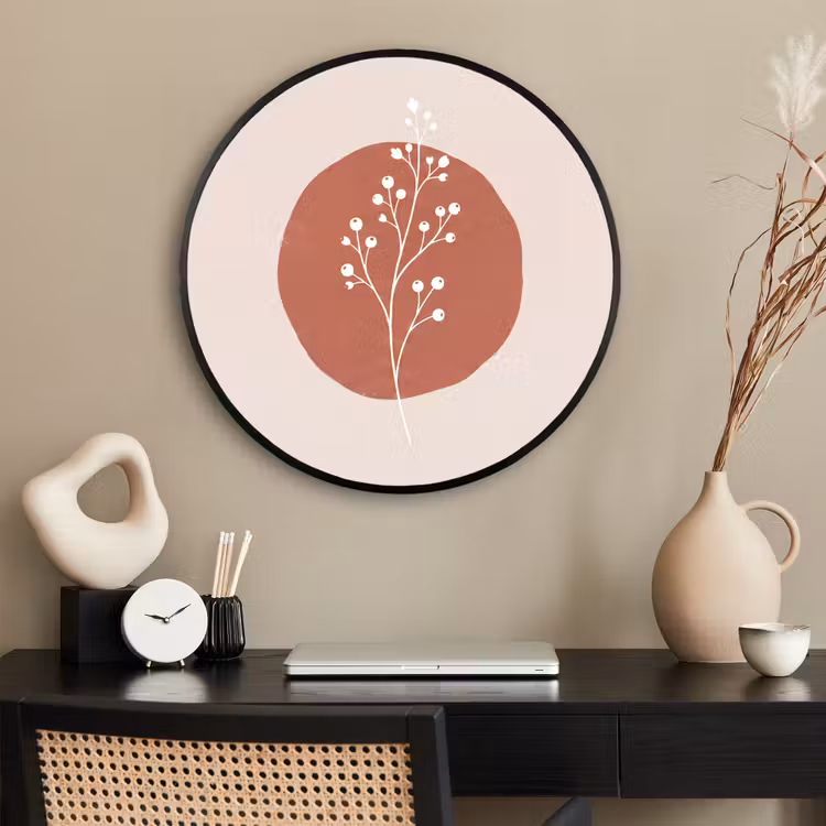 Ronde fotolijst - Plant - Tak - Abstract - Modern - Wit — 2