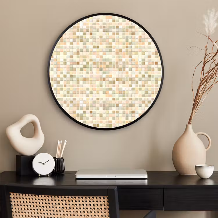 Ronde fotolijst - Mozaïek - Patroon - Beige — 2