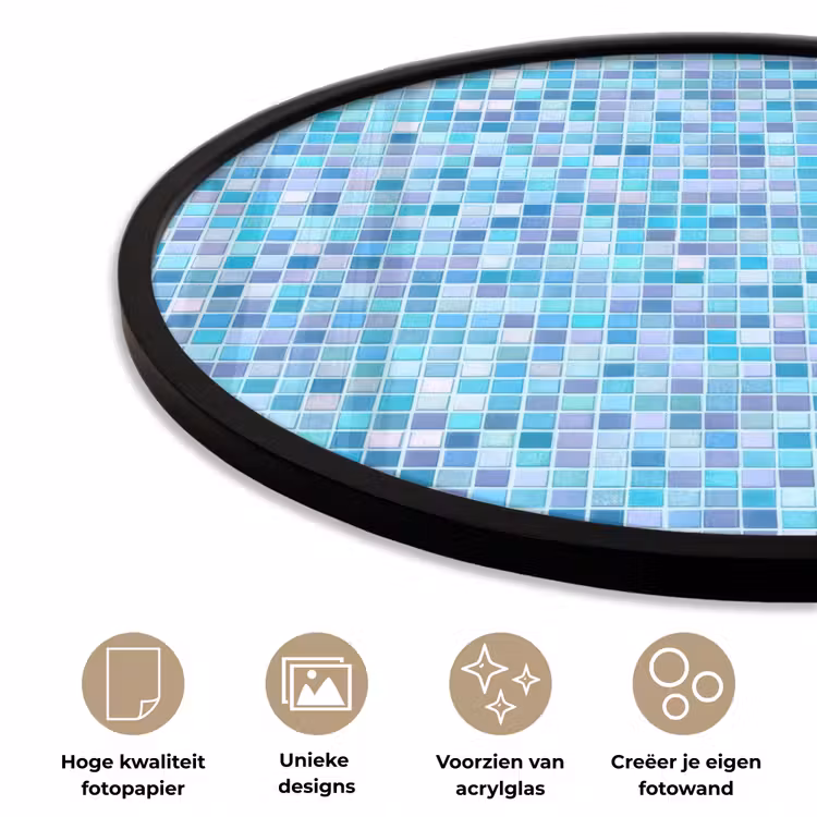 Ronde fotolijst - Mozaïek - Patroon - Turquoise — 5