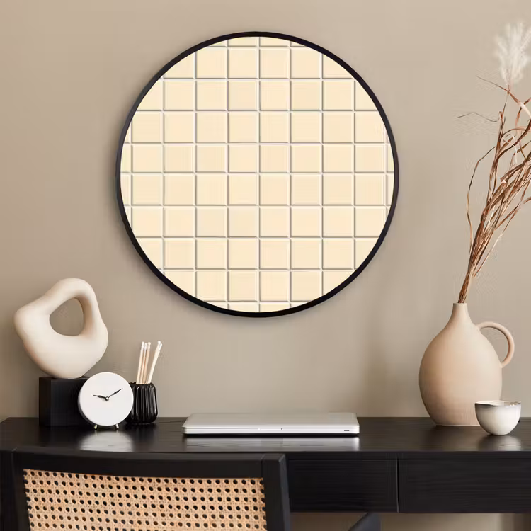 Ronde fotolijst - Patroon - Tegels - Gebroken - Wit — 2
