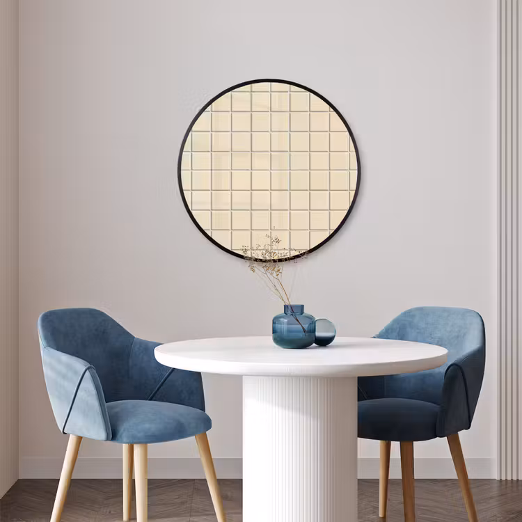 Ronde fotolijst - Patroon - Tegels - Gebroken - Wit — 3