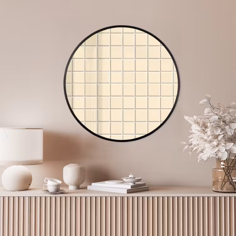 Ronde fotolijst - Patroon - Tegels - Gebroken - Wit — 4